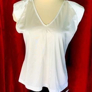 Vintage 80s white V-neck with shoulder pads